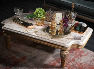 Casa Padrino Luxus Barock Wohnzimmertisch Wei� / Gold 140 x 90 x H. 42 cm - Barock Couchtisch