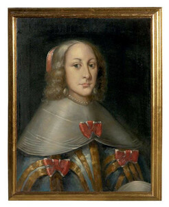 Casa Padrino Luxus Barock �lgem�lde Gr�fin Mehrfarbig / Gold 55 x H. 65 cm - Handgemaltes Gem�lde im Barockstil - Barock Wand Deko