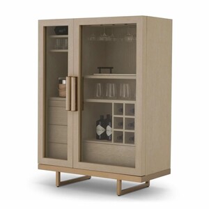 Casa Padrino Luxus Barschrank Beige / Messing H. 150 cm - Bar M�bel