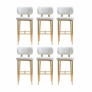 Casa Padrino Luxus Barstuhl 6er Set Wei / Gold H. 107 cm - Bar Mbel