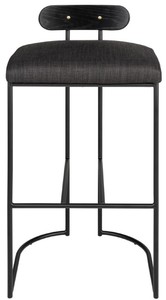 Casa Padrino Designer Barstuhl Schwarz 46 x 46 x H. 92 cm - Moderner Barhocker mit pulverbeschichtetem Stahl - Luxus Barmbel