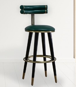 Casa Padrino Luxus Barstuhl Grn / Schwarz / Antik Messing H. 98 cm - Hotel & Bar Mbel