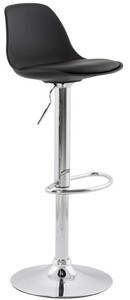 Casa Padrino Barstuhl Schwarz / Silber H. 81-104 cm - Moderner h�henverstellbarer Barhocker mit hochwertigem Kunstleder - Barm�bel