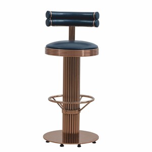 Casa Padrino Luxus Barstuhl Kupfer / Schwarz H. 96 cm