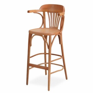 Casa Padrino Luxus Barstuhl mit Armlehnen Naturfarben H. 108 cm - Massivholz Bar Mbel