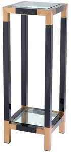 Casa Padrino Luxus Sule Schwarz / Messingfarben 35 x 35 x H. 100 cm - Edelstahl Beistelltisch mit Glasplatten - Luxus Mbel