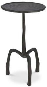 Casa Padrino Luxus Beistelltisch Bronzefarben  27,5 x H. 48 cm - Runder Metall Tisch in Holzoptik - Wohnzimmer Mbel - Luxus Mbel