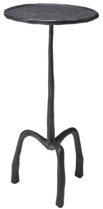 Casa Padrino Luxus Beistelltisch Bronzefarben  27,5 x H. 57,5 cm - Runder Metall Tisch in Holzoptik - Wohnzimmer Mbel - Luxus Mbel