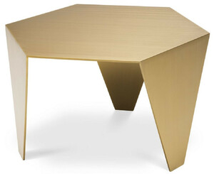 Casa Padrino Luxus Beistelltisch Messingfarben 57,5 x 50 x H. 34,5 cm - 6 Eckiger Edelstahl Tisch - Luxus Wohnzimmer Mbel - Luxus Qualitt