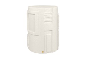 Casa Padrino Luxus Beistelltisch Cremewei�  43 x H. 61 cm - Runder Beistelltisch aus Faserbeton mit versetzt gestufter Silhouette - Luxus M�bel