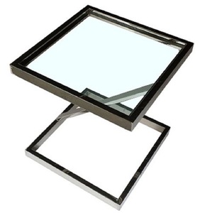 Casa Padrino Luxus Beistelltisch Silber 45 x 45 x H. 50 cm - Edelstahl Tisch mit Glasplatte - Wohnzimmermbel