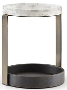 Casa Padrino Luxus Beistelltisch Wei� / Messingfarben / Anthrazitgrau 40 x 35 x H. 48 cm - Moderne Wohnzimmer M�bel - Luxus Kollektion