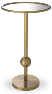 Casa Padrino Luxus Beistelltisch Messingfarben  26 x H. 45,5 cm - Runder Edelstahl Tisch mit Spiegelglas - Luxus Wohnzimmer M�bel