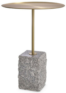 Casa Padrino Luxus Beistelltisch Messingfarben / Grau  45 x H. 63 cm - Runder Edelstahl Tisch mit Granitsockel - Wohnzimmer M�bel - Hotel M�bel - Luxus M�bel
