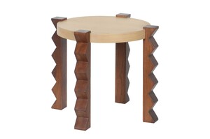 Casa Padrino Luxus Beistelltisch Naturfarben  60 x H. 52 cm - Runder Mindi Massivholz Beistelltisch in Naturfarben und hellem Kaffeeton - Luxus M�bel