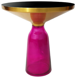 Casa Padrino Luxus Beistelltisch Schwarz / Gold / Lila  50 x H. 53 cm - Runder Glas Tisch - Wohnzimmer M�bel - Luxus M�bel