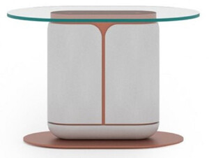 Casa Padrino Luxus Beistelltisch Wei / Kupfer 60 x 40 x H. 40 cm - Ovaler Tisch mit Glasplatte - Wohnzimmer Mbel - Hotel Mbel - Luxus Mbel