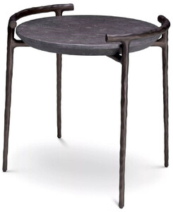 Casa Padrino Luxus Beistelltisch Grau / Bronze  55 x H. 57,5 cm - Aluminium Tisch mit Marmorplatte - Wohnzimmer Mbel - Luxus Mbel - Wohnzimmer Einrichtung - Luxus Qualitt