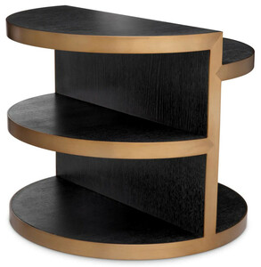 Casa Padrino Luxus Beistelltisch Schwarzgrau / Messing  65 x H. 55,5 cm - Runder Wohnzimmer Massivholz Tisch - Wohnzimmer M�bel - Luxus M�bel - Luxus Kollektion