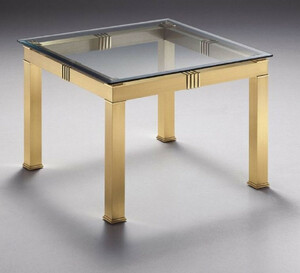 Casa Padrino Luxus Beistelltisch Messingfarben 70 x 70 x H. 48 cm - Quadratischer Messing Tisch mit Glasplatte - Luxus Wohnzimmer Mbel