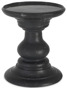 Casa Padrino Luxus Beistelltisch Schwarz  33 x H. 39,5 cm - Runder Beistelltisch aus hochwertigem Marmor - Luxus Marmor M�bel