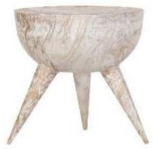 Casa Padrino Luxus Beistelltisch Wei� / Gold  42 x H. 46 cm - Runder Dreibein Aluminium Tisch in Marmoroptik - Wohnzimmer M�bel