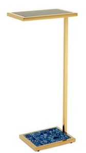 Casa Padrino Luxus Beistelltisch Gold / Schwarz / Blau 31 x 20 x H. 72 cm - Designerm�bel