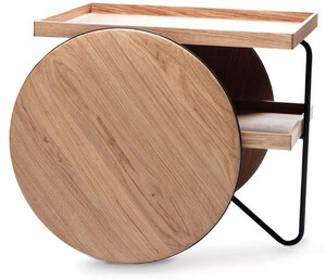 Casa Padrino Luxus Beistelltisch mit R�dern Naturfarben / Schwarz - Made in Italy