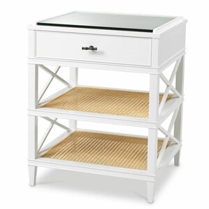 Casa Padrino Luxus Mahagoni Beistelltisch mit Schublade und Glasplatte H. 76 cm