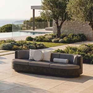 Casa Padrino Luxus Beton Sofa Anthrazit / Grau 294 cm - Wohnzimmer & Garten Sofa
