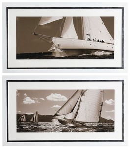 Casa Padrino Luxus Bilder Set Yachten Segelschiffe 110 x H. 60 cm - Kunstdrucke - Wandbilder - Luxus Wanddeko
