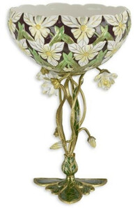 Casa Padrino Jugendstil Blumenschale Mehrfarbig / Gold  20 x H. 31,2 cm - Porzellan Pflanzenschale - Barock & Jugendstil Deko Accessoires