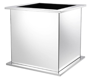 Casa Padrino Luxus Blumentopf Silber 50 x 50 x H. 49 cm - Edelstahl Pflanzentopf mit Spiegelglas