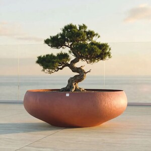 Casa Padrino Luxus Blumentopf Matt Orange  94 cm - Garten & Terrassen Deko