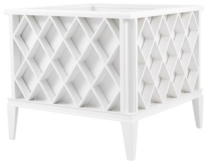 Casa Padrino Luxus Blumentopf Wei� 76 x 76 x H. 69 cm - Edler Aluminium Pflanzentopf - Balkon Terrassen Garten Deko Accessoires