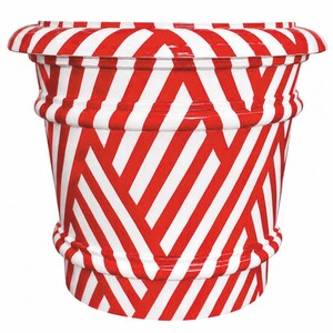 Casa Padrino Luxus Keramik Blumentopf Wei� / Rot  62 x H. 51 cm - Garten Deko VPP