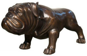 Casa Padrino Luxus Bronze Deko Skulptur Hund Bulldogge 81 x 43 x H. 38 cm - Bronze Dekofigur - Luxus Deko Accessoires