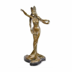 Casa Padrino Jugendstil Bronze Deko Skulptur Dame H. 59 cm
