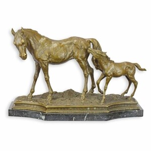 Casa Padrino Luxus Deko Bronze Skulptur Pferde Bronze / Schwarz 55,2 cm