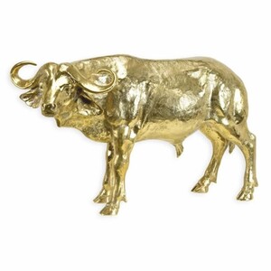 Casa Padrino Luxus Bronze Deko Skulptur B�ffel Gold 54 cm - Deko Figur
