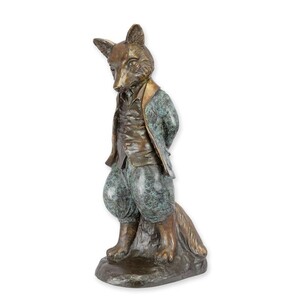 Casa Padrino Luxus Bronze Skulptur Fuchs im Anzug Bronze / Gr�n 30,5 x 43 x H. 87 cm - Gro�e Bronzefigur - Deko Figur