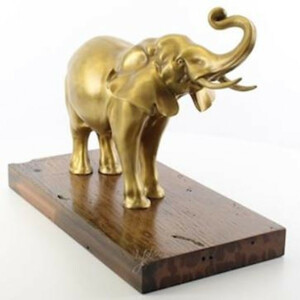 Casa Padrino Luxus Bronze Skulptur Elefant Gold / Braun 47 x 24 x H. 35,3 cm - Bronzefigur - Dekofigur - Deko Accessoires - Luxus Kollektion