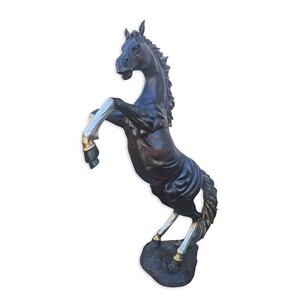 Casa Padrino Luxus Bronze Skulptur Sich aufb�umendes Pferd Bronze / Schwarz 65 x H. 216 cm - Lebensgro�e Bronzefigur - Gro�e Deko Figur