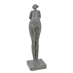 Casa Padrino Luxus Bronze Skulptur Stehende Frau Gr�n / Bronze 27,5 x 29 x H. 110 cm - Gro�e Bronzefigur - Moderne Deko Figur