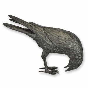 Casa Padrino Luxus Bronze Skulptur Vogel Rabe Schwarz 45,5 cm - Deko Figur