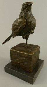 Casa Padrino Dekofigur Vogel Bronze / Schwarz 10 x 13 x H. 20 cm - Bronze Figur - Deko Skulptur - Wohnzimmer Deko - Schreibtisch Deko