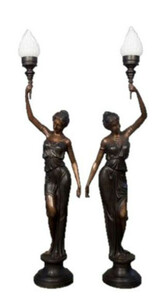 Casa Padrino Luxus Bronze Standleuchten Set - 2 Figurenleuchten Bronzeleuchten 
