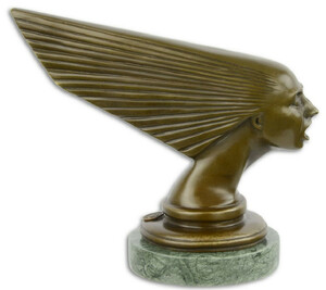 Casa Padrino Luxus Bronzefigur Spirit of the Wind Bronze / Grn 20,3 x 10,2 x H. 17,2 cm - Art Deco Bronze Skulptur mit Marmorsockel