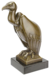 Casa Padrino Luxus Bronzefigur Geier Vogel Bronze / Schwarz 14 x 22 x H. 33,4 cm - Dekofigur