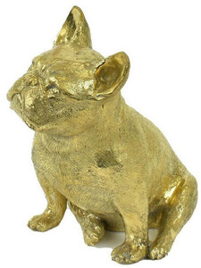 Casa Padrino Luxus Bronzefigur Hund Bulldogge Gold 21 x 15 x H. 22 cm - Bronze Skulptur - Dekofigur - Luxus Deko Accessoires